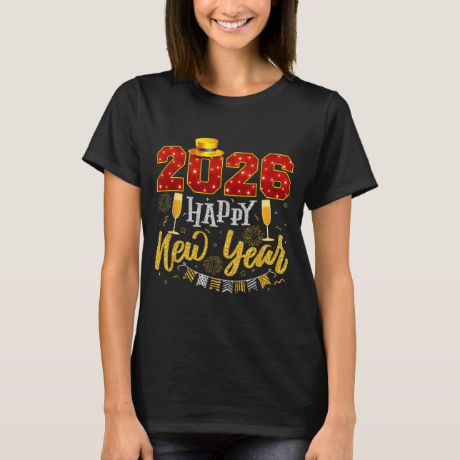 Camiseta New Years Eve Party 2026 Fireworks Happy New Year  (Frente)