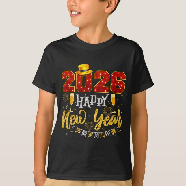 Camiseta New Years Eve Party 2026 Fireworks Happy New Year  (Frente)