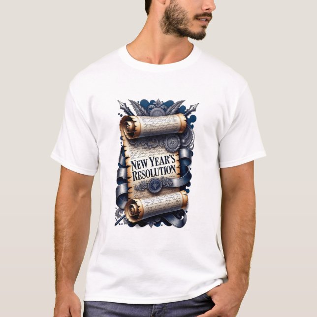 Camiseta New Year's Resolution T-Shirt, Ornate Scroll (Frente)