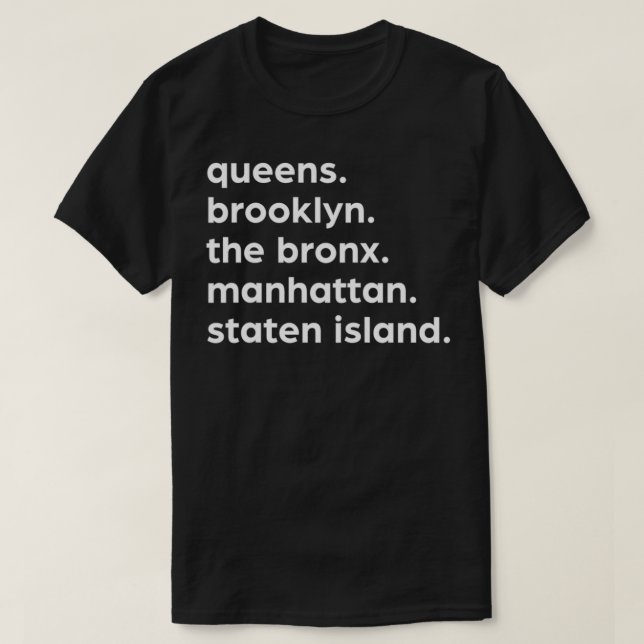 Camiseta New York Boroughs Brooklyn Harlem Queens The Bron  (Frente do Design)