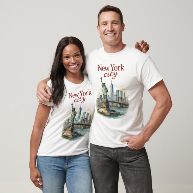 Camiseta New York City – Iconic Statue & Skyline T-Shirt (Unissex)