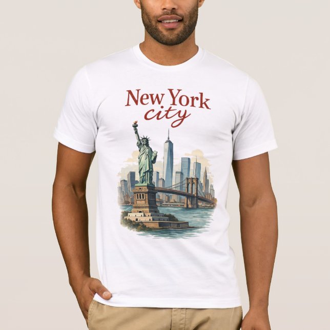 Camiseta New York City – Iconic Statue & Skyline T-Shirt (Frente)