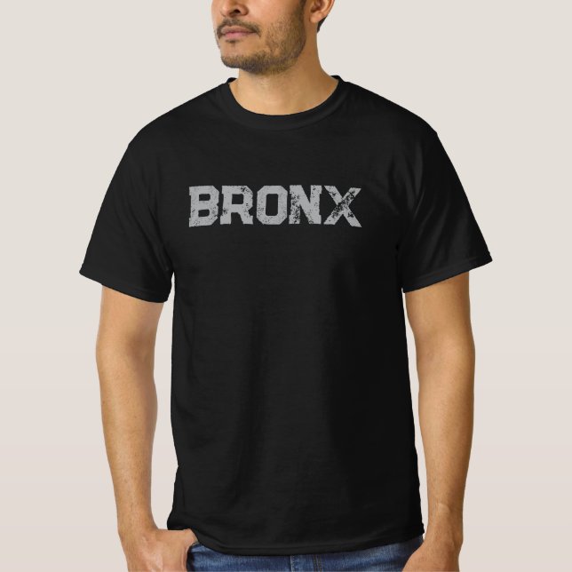 Camiseta New York City Nyc Black And Grey Custom Text Bronx (Frente)