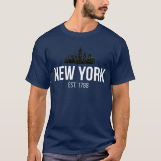 Camiseta New York City Skyline Est. 1788 Vintage Navy
