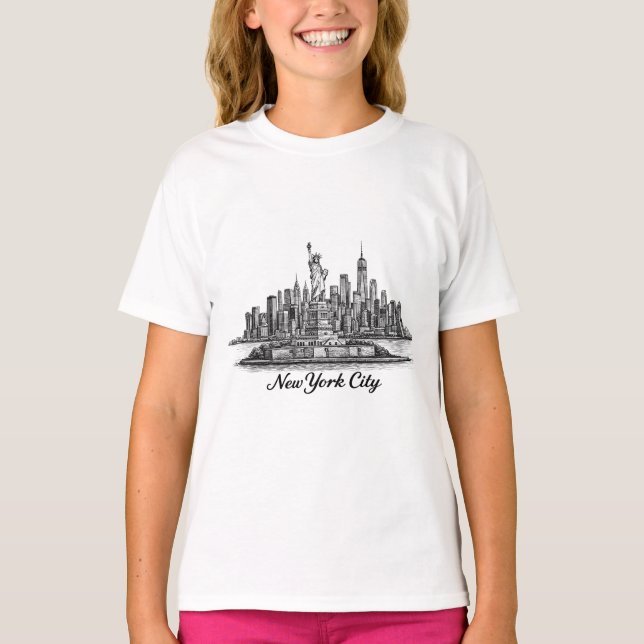 Camiseta New York City Skyline Line Art Illustration (Frente)