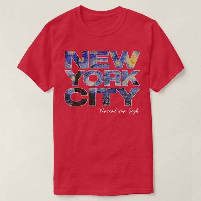 Camiseta New York City Van Gogh Starry Night Art Vincent Va (Frente do Design)