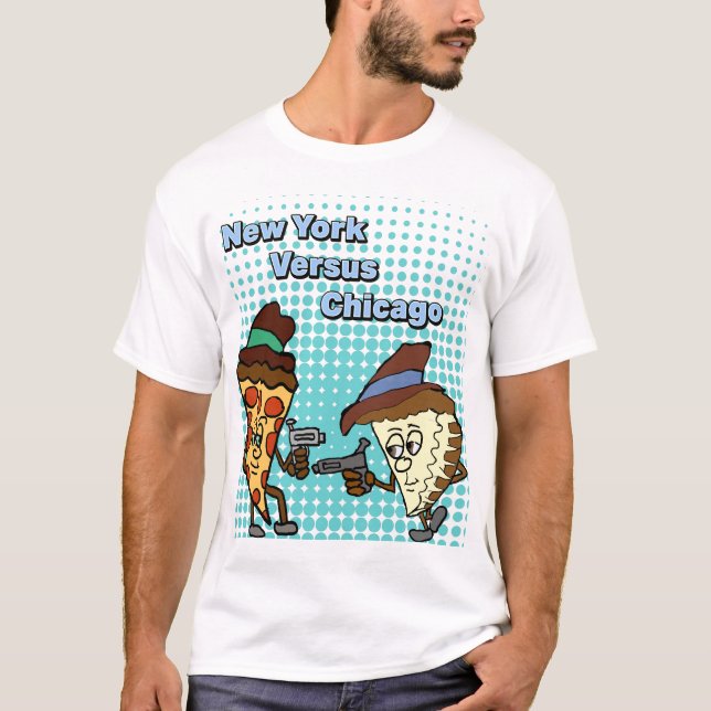 Camiseta New York contra guerras da pizza de Chicago (Frente)