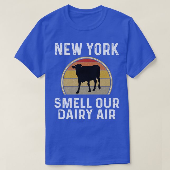 Camiseta New York Dairy Farmer Smell Our Dairy Air Retro Co (Frente do Design)