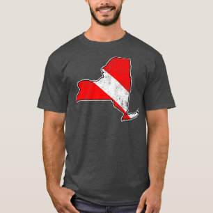 Camiseta New York Dive Flag Scuba Divisor State Map Dive Fl
