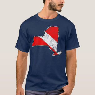 Camiseta New York Dive Flag Scuba Divisor State Map Dive Fl