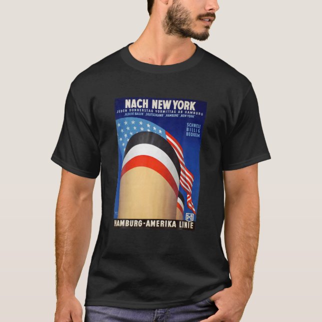 Camiseta New York Hamburg Germany America Steamship Line T (Frente)
