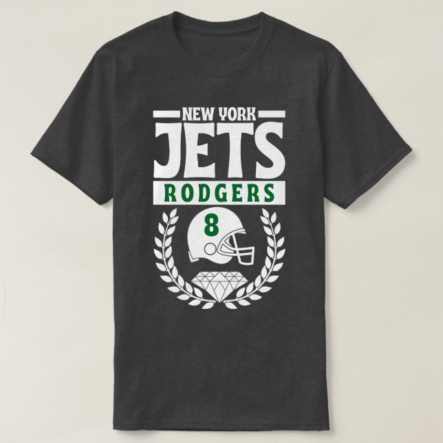 Camiseta New York Jets Aaron Rodgers 8 Helmet American (Frente do Design)