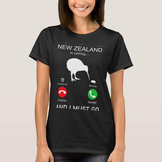 Camiseta New Zealand Is Calling And I Must Go, Zealand Funn (Frente)