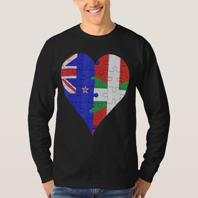 Camiseta New Zealander Basque Flag Heart (Frente)