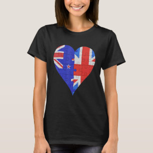 Camiseta New Zealander British Flag Heart