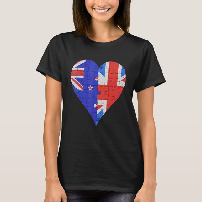 Camiseta New Zealander British Flag Heart (Frente)