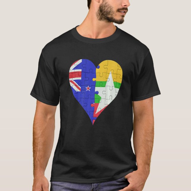 Camiseta New Zealander Burmese Flag Heart (Frente)
