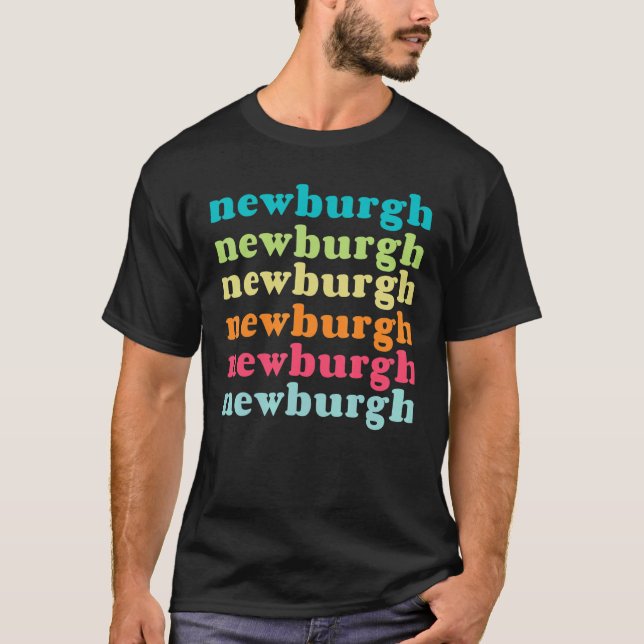 Camiseta Newburgh New York NY Texto repetitivo colorido (Frente)