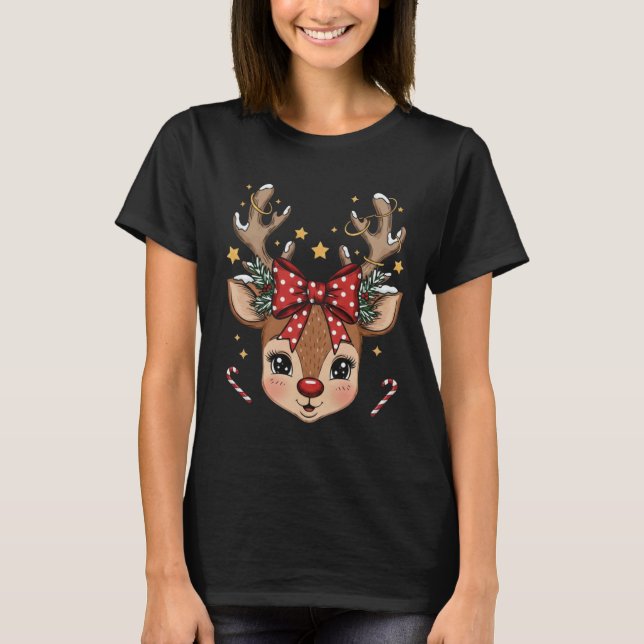 Camiseta Newest Tshirt Black Tee Xmas Deer Graphic (Frente)