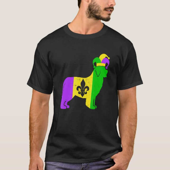 Camiseta Newfoundland Dog Mardi Gras Carnivals Funny Puppy  (Frente)