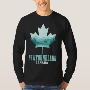 Camiseta Newfoundland Folha de Bordo Alce Antigo Canadá Can