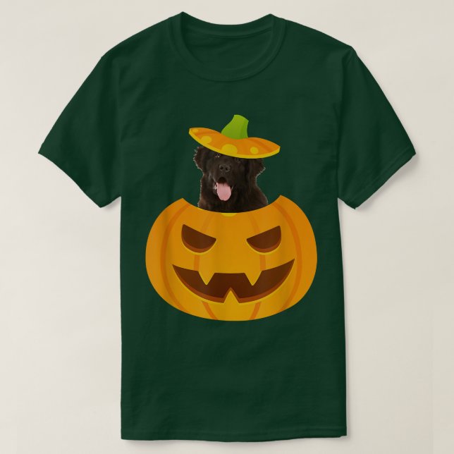 Camiseta Newfoundland Peeking out of JackoLantern  (Frente do Design)