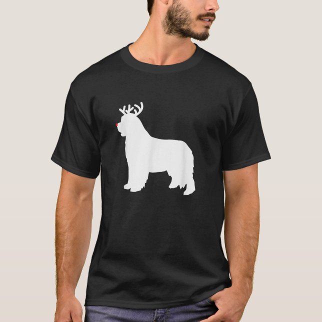 Camiseta Newfoundland Reindeer Christmas Dog  (Frente)
