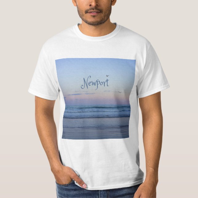 Camiseta Newport Beach California Ocean Sunrise Blue (Frente)