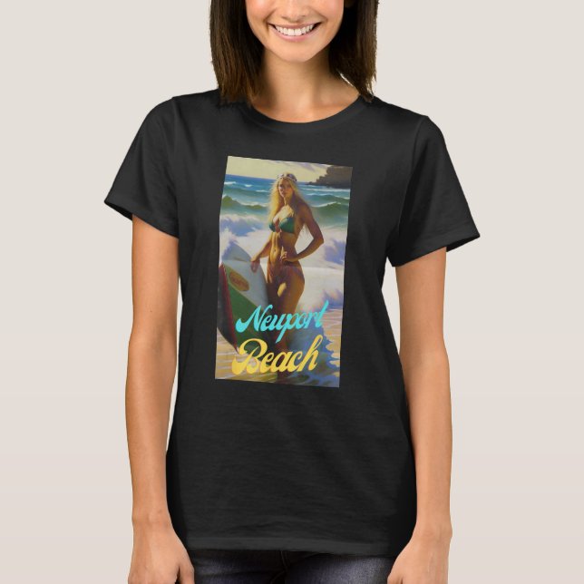 Camiseta Newport Beach California Parasdise Linda Mulher (Frente)
