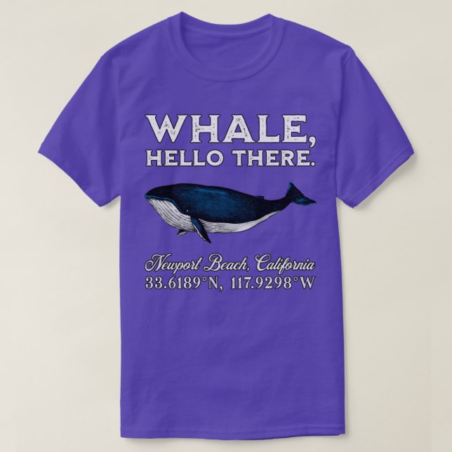 Camiseta Newport Beach California Whale Hello Ali Coordin (Frente do Design)