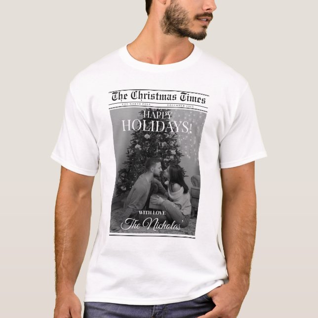 Camiseta Newspaper What A Year Black White Photo Christmas (Frente)
