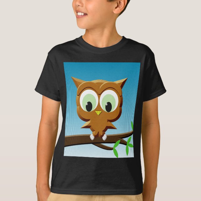 Camiseta Newsprint Cartoon Owl (Frente)