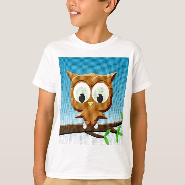 Camiseta Newsprint Cartoon Owl (Frente)