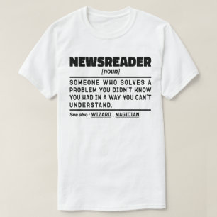 Camiseta Newsreader Noun Radio News Trabalhador Engraçado