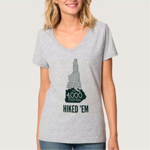 Camiseta NH 4000 pés de saia-do-pescoço-V feminino