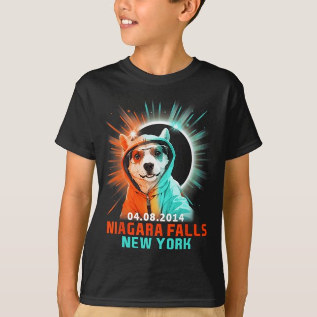 Camiseta Niágara Cai em Nova York Total Eclipse Solar 2024 (Frente)