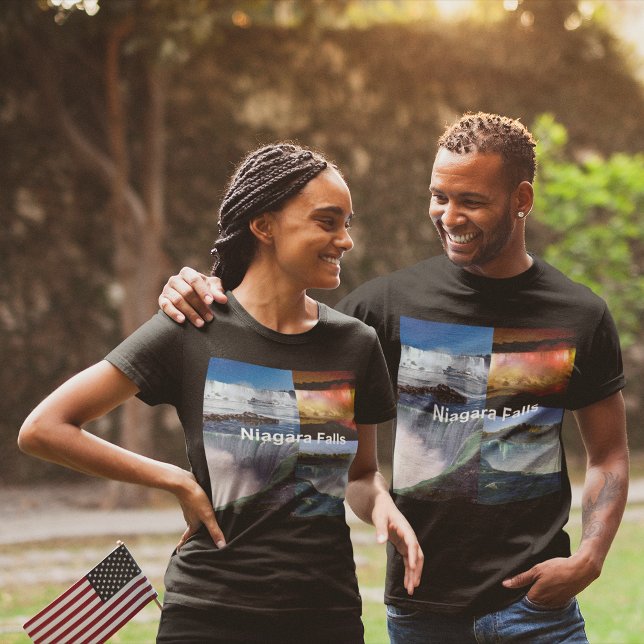 Camiseta Niagara Cai em Vistas Fotográficas de Nova York (Niagara Falls New York Unisex T-Shirt)