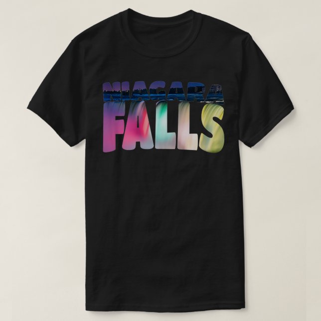 Camiseta Niagara Falls em Night Canada USA Typografia Souve (Frente do Design)