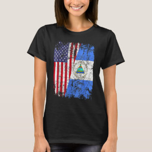 Camiseta NICARAGUAN ROOTS Half American Flag USA NICARAGUA