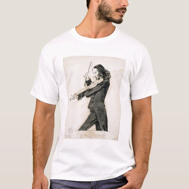 Camiseta Niccolo Paganini (1782-1840) que joga o violino, 1 (Frente)