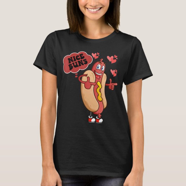 Camiseta Nice Buns Nice Weiner Funny Valentines Day Couple  (Frente)