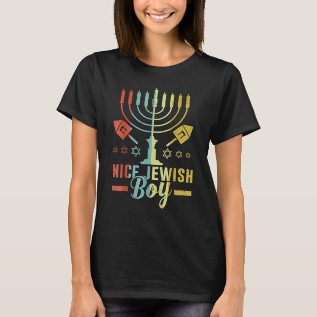 Camiseta Nice Jeiwsh Boy Cool Chanukah  Ugly Hanukkah Sweat (Frente)