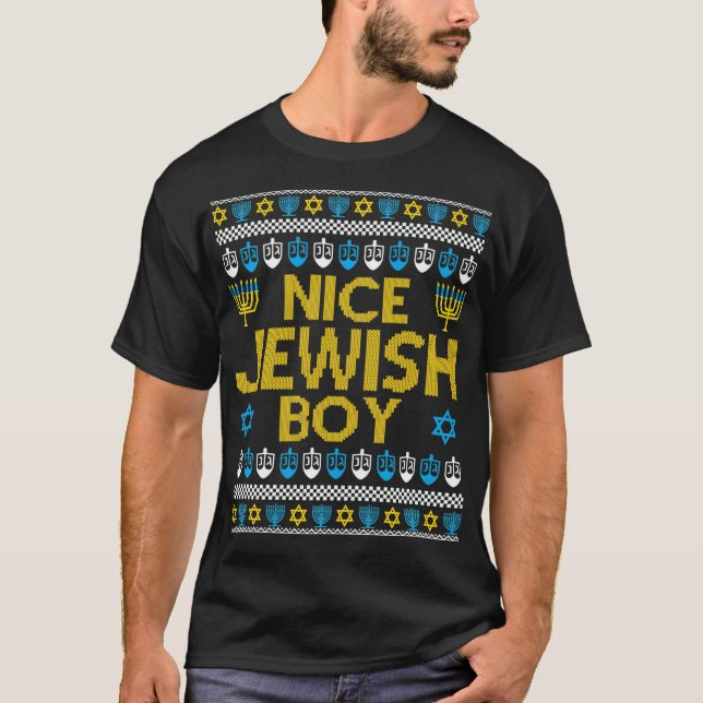 Camiseta Nice Jewish Boy Hanukkah Chanukah Ugly Hanukkah Sw (Frente)