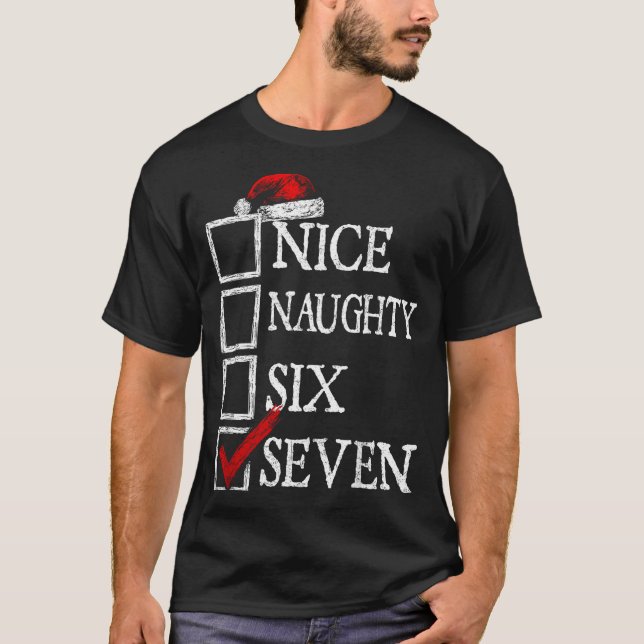 Camiseta Nice Naughty 67 Christmas Funny Meme Six Seven  (Frente)