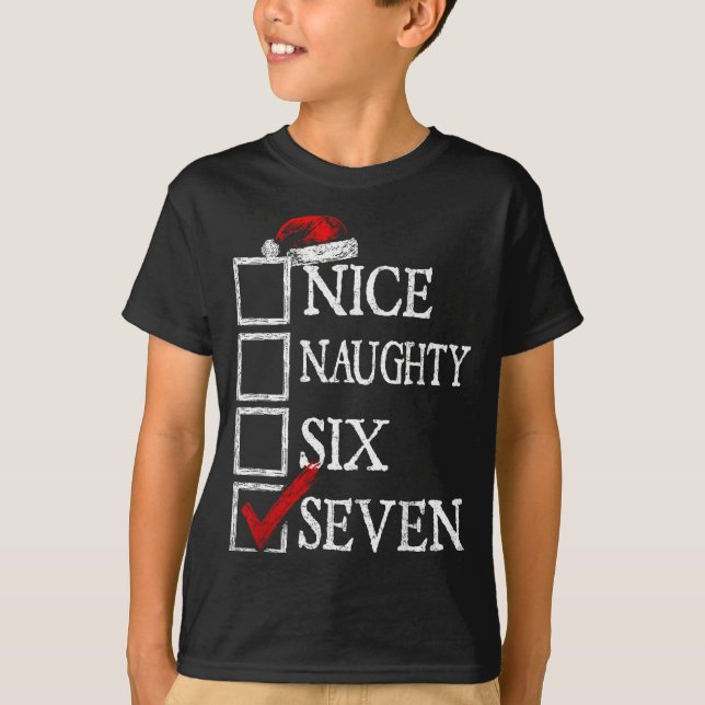 Camiseta Nice Naughty 67 Christmas Funny Meme Six Seven  (Frente)