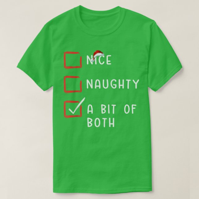 Camiseta Nice Naughty A Bit Of Both Xmas Santa Claus Christ (Frente do Design)