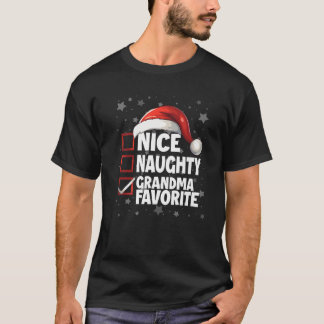 Camiseta Nice Naughty Grandma Favorite Fun Santa Claus Chri