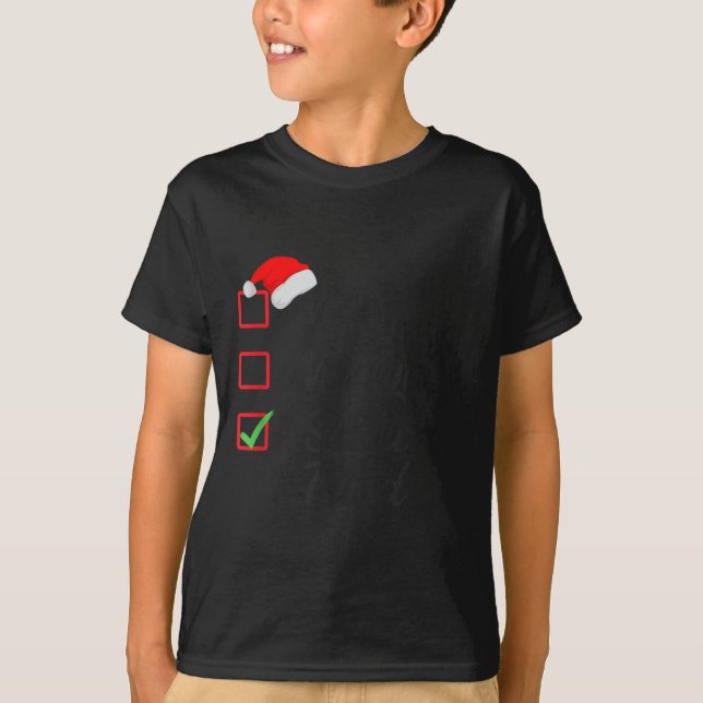 Camiseta Nice Naughty I Swear I Tried Christmas List Family (Frente)