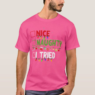Camiseta Nice Naughty Iried Family Xmas Pajama Funny Christ