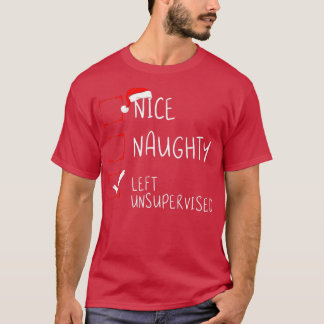 Camiseta Nice Naughty Left Unsupervised Christmas List Sant